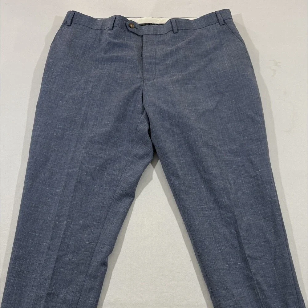 Lauren Ralph Lauren Mens Blue Wool Linen Flat Front Dress Pants Preppy Sz 42x26